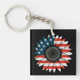 米国国旗のひまわり キーホルダー