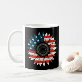 米国国旗のひまわり コーヒーマグカップ