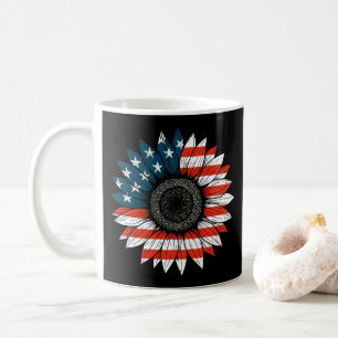 米国国旗のひまわり コーヒーマグカップ