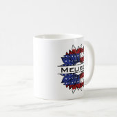 米国国旗のひまわり(名前) コーヒーマグカップ (正面右)