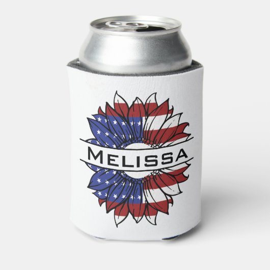 米国国旗のひまわり（名前） 缶クーラー (缶裏面)