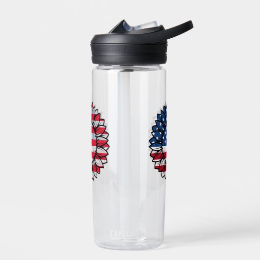 米国国旗のひまわり–32222 ウォーターボトル (左面)