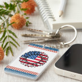 米国国旗のひまわり–32222 キーホルダー (正面右)