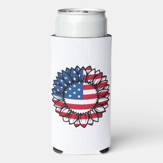 米国国旗のひまわり–32222 スリム缶クーラー (Seltzer裏面)