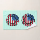 米国国旗のひまわり–32222 ハンドタオル (ハンドタオル)