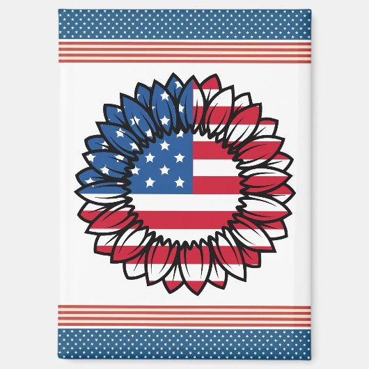 米国国旗のひまわり–32222 マグネット (正面)