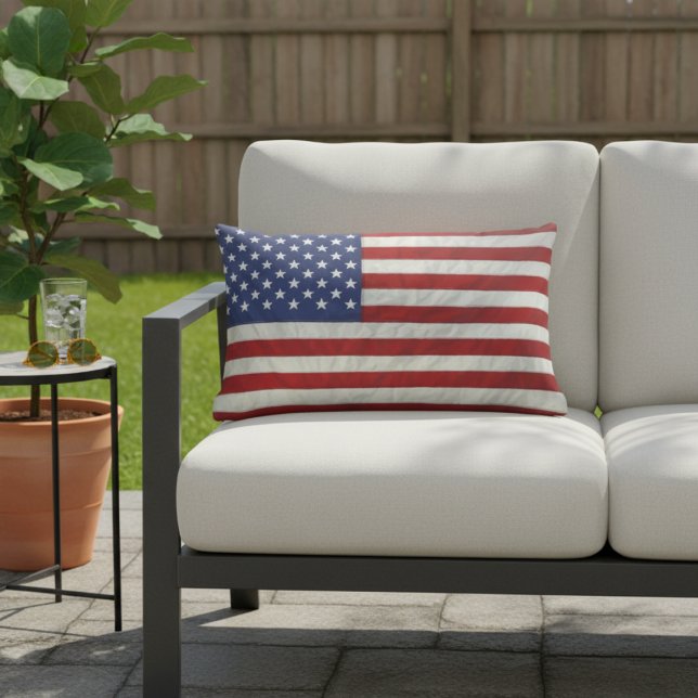 米国国旗のアウトドア腰枕 アウトドアクッション (American Flag Outdoors Lumbar Pillow)