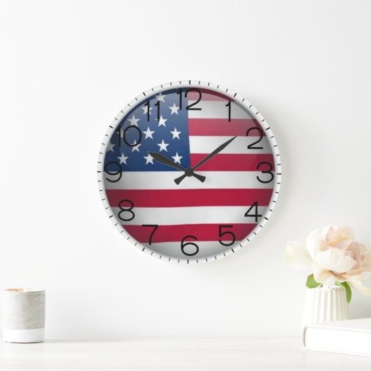 米国国旗のアクリル製ウォールクロック ラージ壁時計 (ホーム)