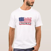 米国国旗のアメリカのラインマン・愛国心 Tシャツ (正面)