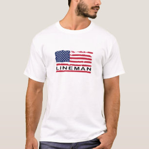 米国国旗のアメリカのラインマン・愛国心 Tシャツ