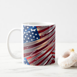 米国国旗のアメリカの青い白い赤いストロークの星 コーヒーマグカップ