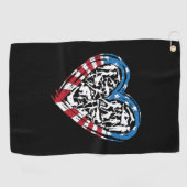 米国国旗のアメリカンランナー – ランニングハート ゴルフタオル (横)