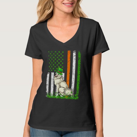 米国国旗のアメリカン・エスキモー・ドッグ・ドッグSt patricks Tシャツ (正面)
