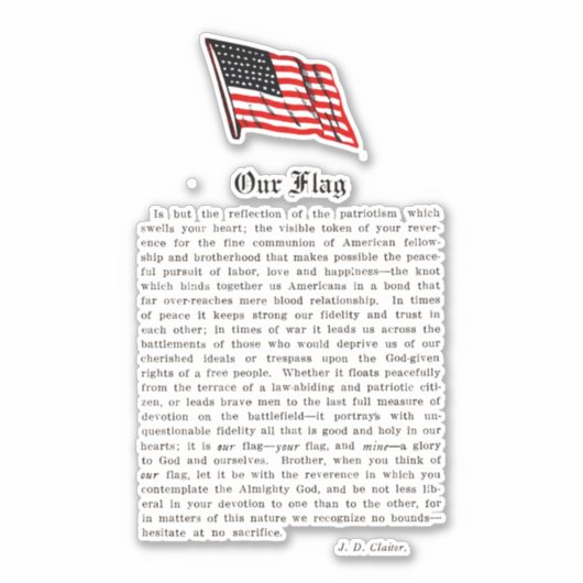 米国国旗のアメリカ愛国主義用語ことわざ シール (正面)