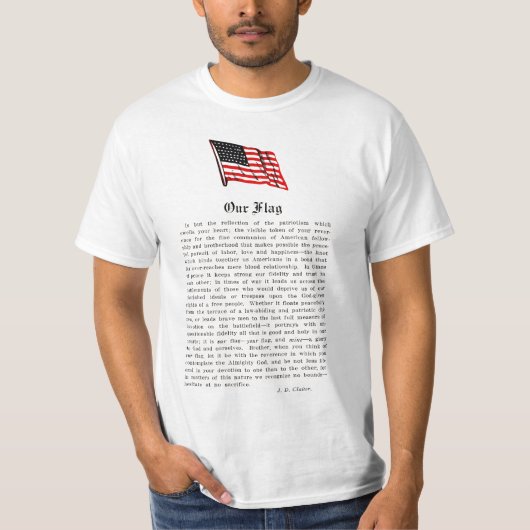 米国国旗のアメリカ愛国主義用語ことわざ Tシャツ (正面)