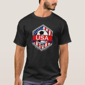 米国国旗のアメリカ愛国的なサッカーファン選手の足 Tシャツ (正面)