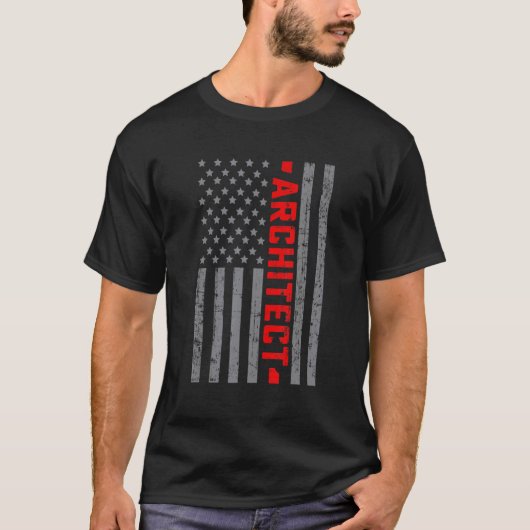 米国国旗のアーキテクト米国国旗のヴィンテージ男性へダ Tシャツ (正面)