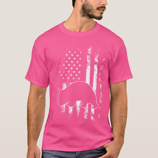 米国国旗のウォンバット Tシャツ (正面)