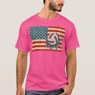 米国国旗のウォータースポーツウォーターバレーボールとプールVo Tシャツ