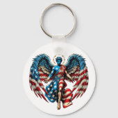 米国国旗のエンジェルマン愛国芸術 キーホルダー (裏面)
