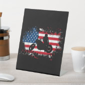 米国国旗のオートバイおもしろいスポーツ愛好家 台座サイン (インサイチュ)