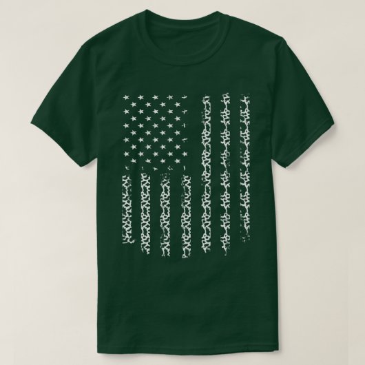 米国国旗のカウパターンアニマルプリント牛 Tシャツ (デザイン正面)