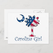 米国国旗のカロリーナガール ポストカード (正面/裏面)