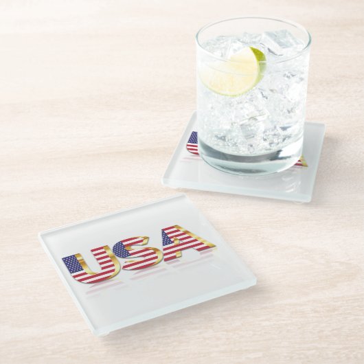 米国国旗のガラスのコースター米国 ガラスコースター (アングル)