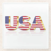 米国国旗のガラスのコースター米国 ガラスコースター (正面)