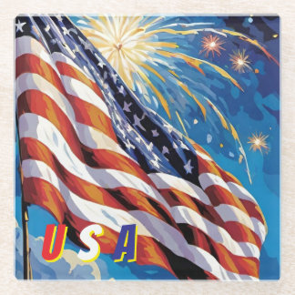 米国国旗のガラスのコースター ガラスコースター
