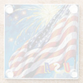 米国国旗のガラスのコースター ガラスコースター (裏面)