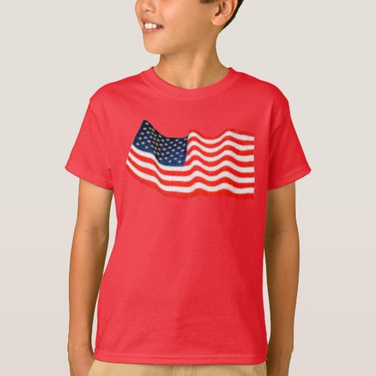 米国国旗のキッズハネタグレスコンフォートソフト® Tシャツ (正面)
