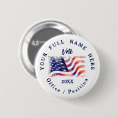 米国国旗のキャンペカスタムーン 缶バッジ (正面&裏面)