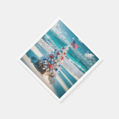 米国国旗のクリスマスツリー スタンダードカクテルナプキン (角)