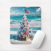 米国国旗のクリスマスツリー マウスパッド (マウス)