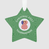 米国国旗のクリスマスレッドヘアエンジェル氏年星 オーナメント (正面)