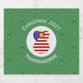米国国旗のクリスマス赤毛エンジェルパーソナライズされた スパークリングワインラベル (シングルラベル)