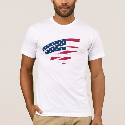 米国国旗のクルーネックシャツ – 愛国的なコットンティー Tシャツ (正面)