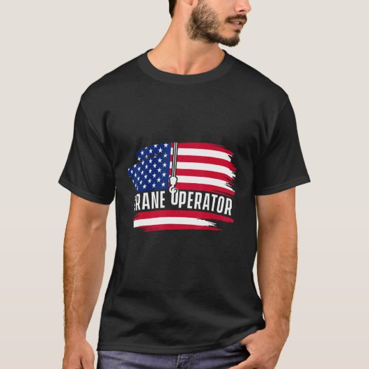 米国国旗のクレーンのオペレータ建物マシン重いEqu Tシャツ (正面)