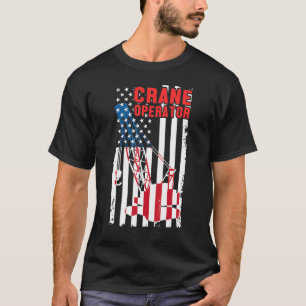 米国国旗のクレーン操作者重機建物M Tシャツ