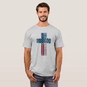 米国国旗のクロスを信じる人動揺して Tシャツ (正面フル)