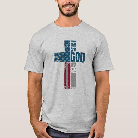 米国国旗のクロスを信じる人動揺して Tシャツ (正面)