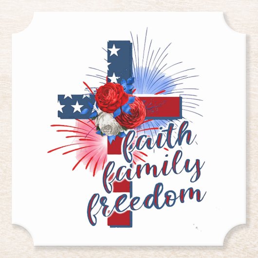 米国国旗のクロス ペーパーコースター (正面)