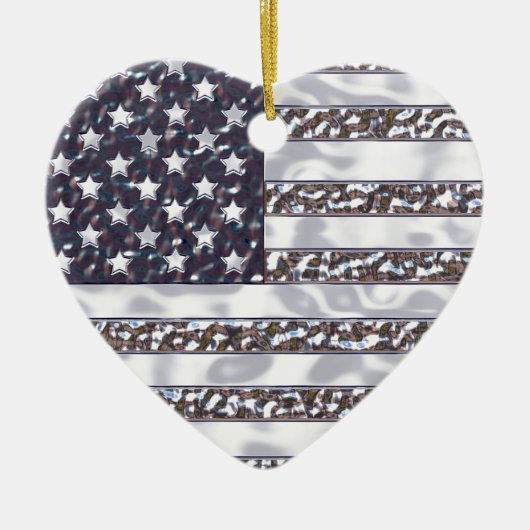 米国国旗のクロムクリスマス装飾品 セラミックオーナメント (正面)