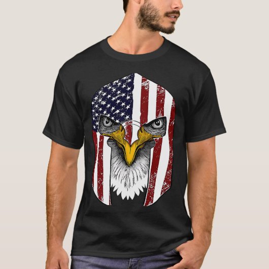 米国国旗のグラディエーターヘルメット独立宣言 Tシャツ (正面)