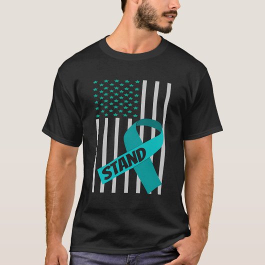 米国国旗のグリーンリボンシャツ脊椎症認識度 Tシャツ (正面)