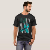 米国国旗のグリーンリボンシャツ脊椎症認識度 Tシャツ (正面フル)