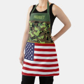 米国国旗のグリーン迷彩柄カスタム エプロン (インサイチュ)