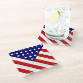 米国国旗のコート ガラスコースター (アングル)