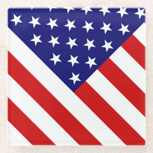 米国国旗のコート ガラスコースター (正面)